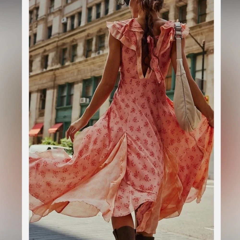 Free People Joaquin Maxi Dress in Peach NWT XL - Picture 5 of 5